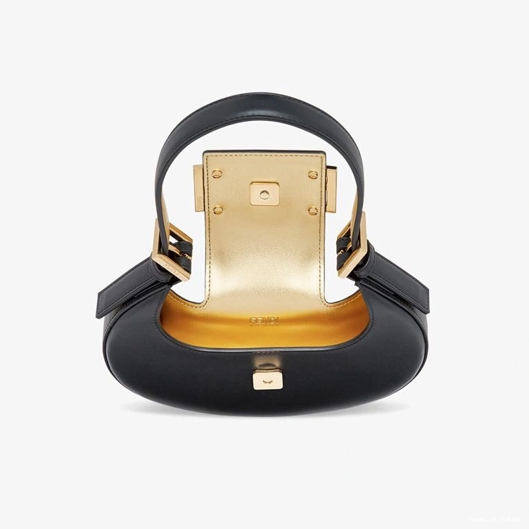 Cheap HOT Calf Bag Cookie Black Hobo Leather Mini In Fendi 0712